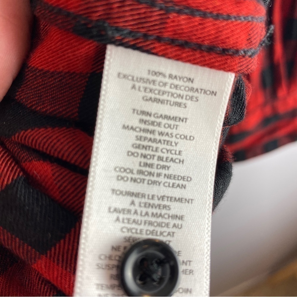 ✨3/$21✨ Beach Lunch Lounge Cabincore Buffalo Plaid Button Down Shirt Large - Picture 9 of 11